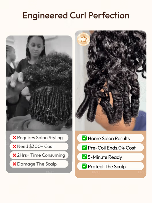 💖 Curly Texture 7x5 Pre-Cut Lace Wig – Premium Hair with Finger Coil Ends