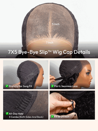 💖 Curly Texture 7x5 Pre-Cut Lace Wig – Premium Hair with Finger Coil Ends