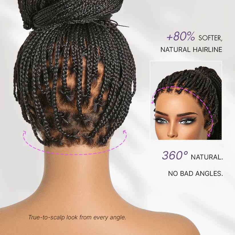 🎉[New Arrival] Salon Braids Super Natural Scalp Full HD Lace Knotless Box Braided Wig
