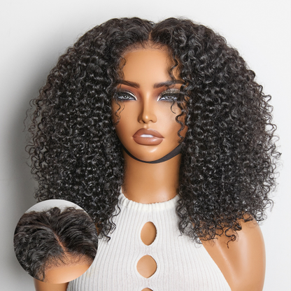 💖 Beginner Friendly Afro Curly Wig – 5x5 Closure, Glueless, Pre-Cut Lace, 200% Density