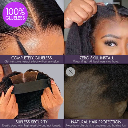 💖 Beginner Friendly Afro Curly Wig – 5x5 Closure, Glueless, Pre-Cut Lace, 200% Density