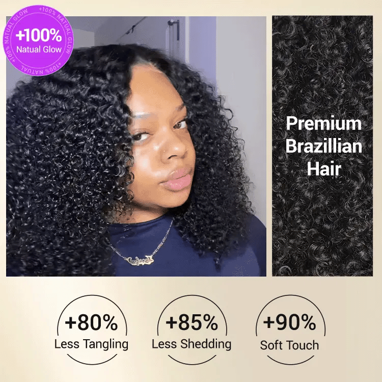 💖 Beginner Friendly Afro Curly Wig – 5x5 Closure, Glueless, Pre-Cut Lace, 200% Density