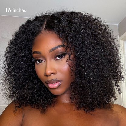 💖 Beginner Friendly Afro Curly Wig – 5x5 Closure, Glueless, Pre-Cut Lace, 200% Density