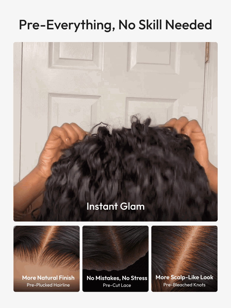 💖 Water Wave Glueless Wig – 7×5 Lace, Full-Bodied Natural Flow for Everyday Wear