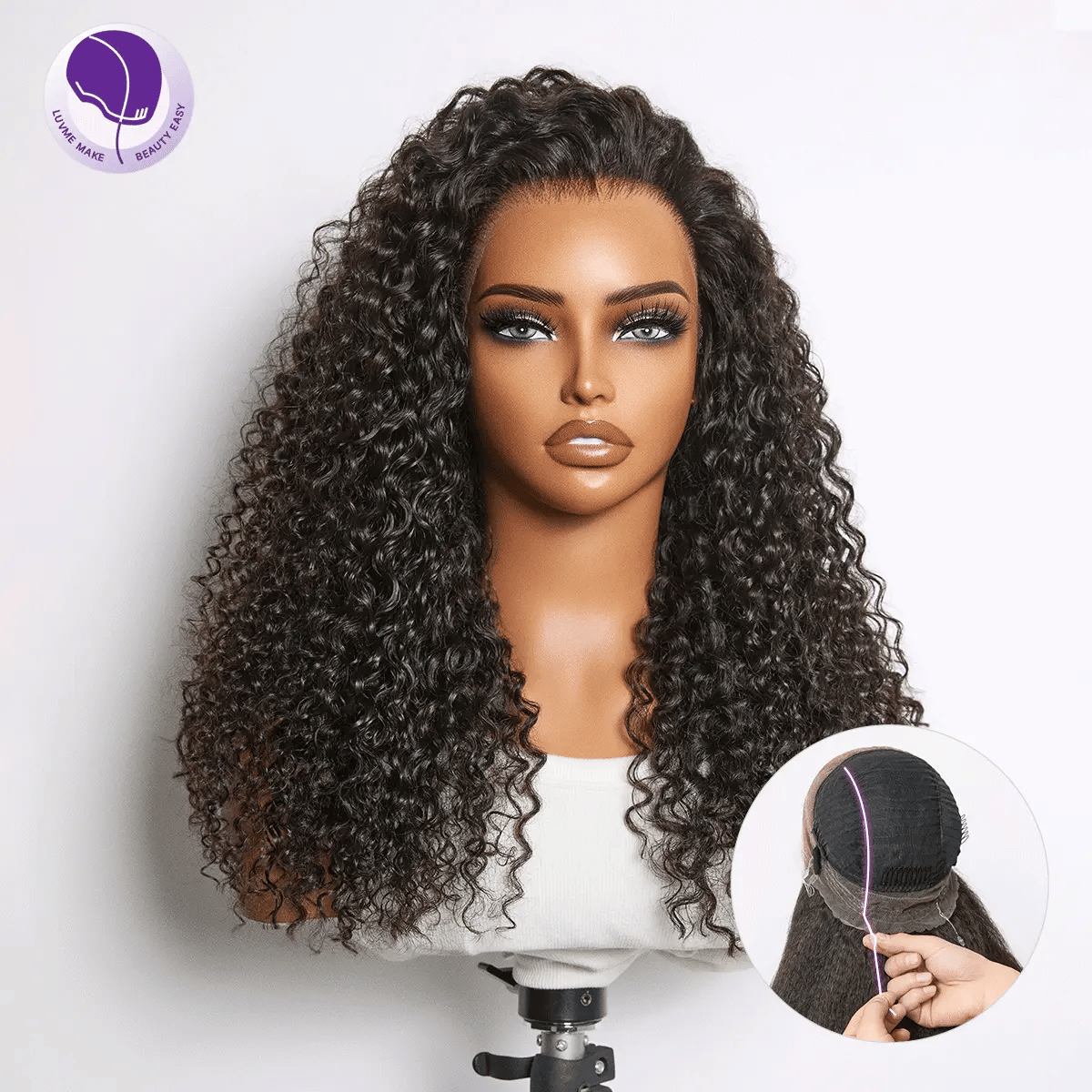 Luvme Hair MyOwn-Fit 360 HD Lace Free Parting Water Wave Wig with Flexi-Fit Invisi Drawstring Cap and Pre-Cut Lace