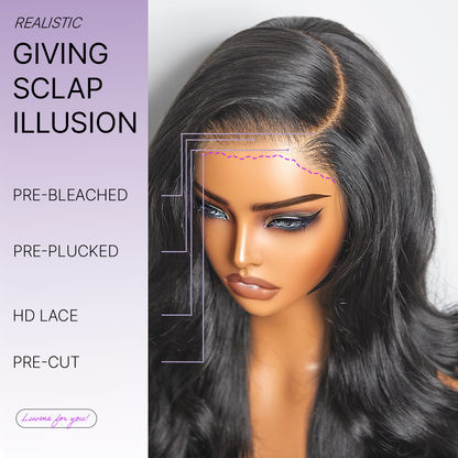 Loose Body Wave 7x6 HD Lace Wig – Glueless, Pre-Cut Closure