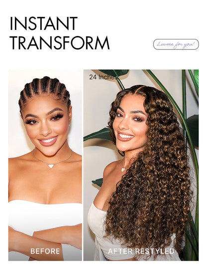 All-Day Comfort™ Curly 7x6 HD Lace Wig – Glueless, Pre-Cut, Brown Highlights