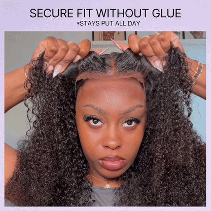 💖 Beginner Friendly Afro Curly Wig – 5x5 Closure, Glueless, Pre-Cut Lace, 200% Density