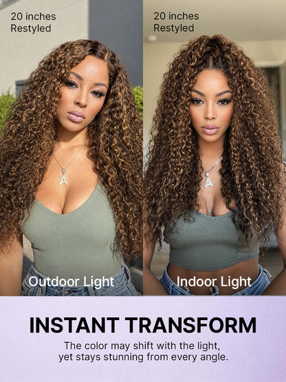 All-Day Comfort™ Curly 7x6 HD Lace Wig – Glueless, Pre-Cut, Brown Highlights