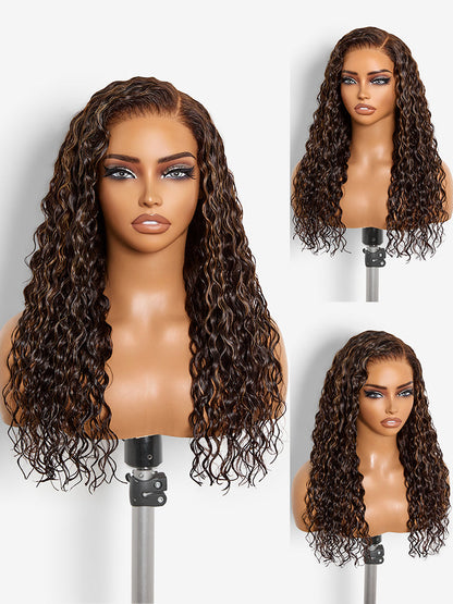 All-Day Comfort™ Curly 7x6 HD Lace Wig – Glueless, Pre-Cut, Brown Highlights