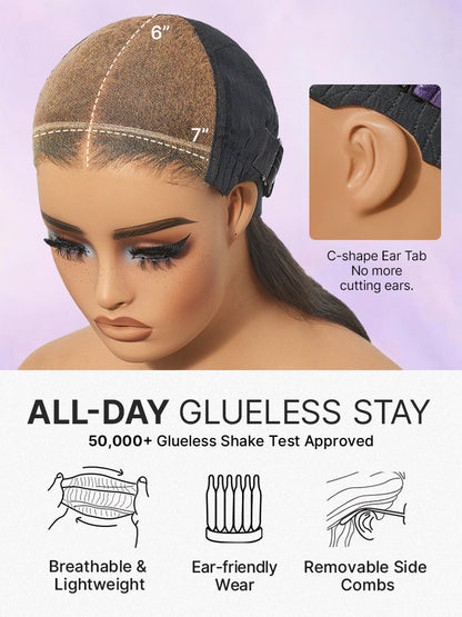 All-Day Comfort™ Curly 7x6 HD Lace Wig – Glueless, Pre-Cut, Brown Highlights