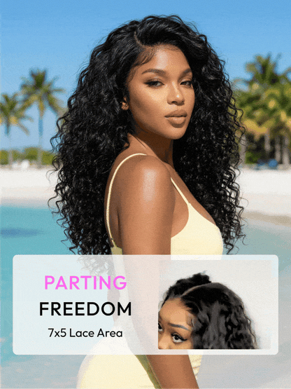 💖 Water Wave Glueless Wig – 7×5 Lace, Full-Bodied Natural Flow for Everyday Wear