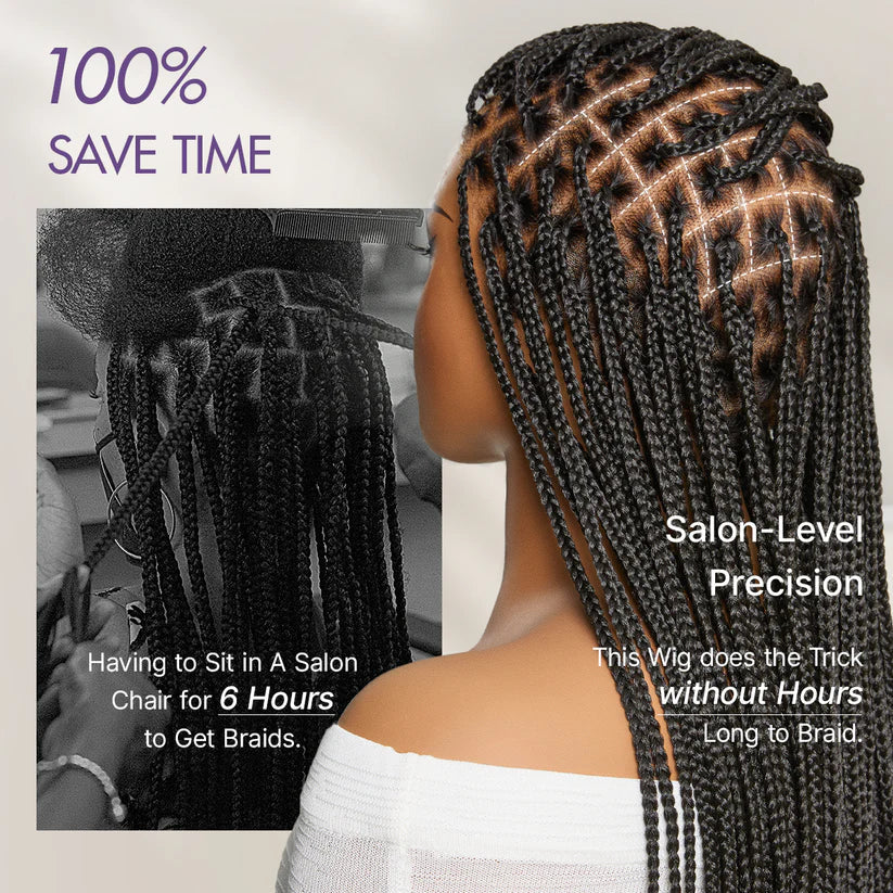 🎉[New Arrival] Salon Braids Super Natural Scalp Full HD Lace Knotless Box Braided Wig
