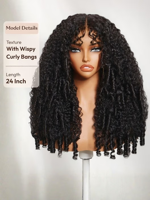 💖 Curly Texture 7x5 Pre-Cut Lace Wig – Premium Hair with Finger Coil Ends