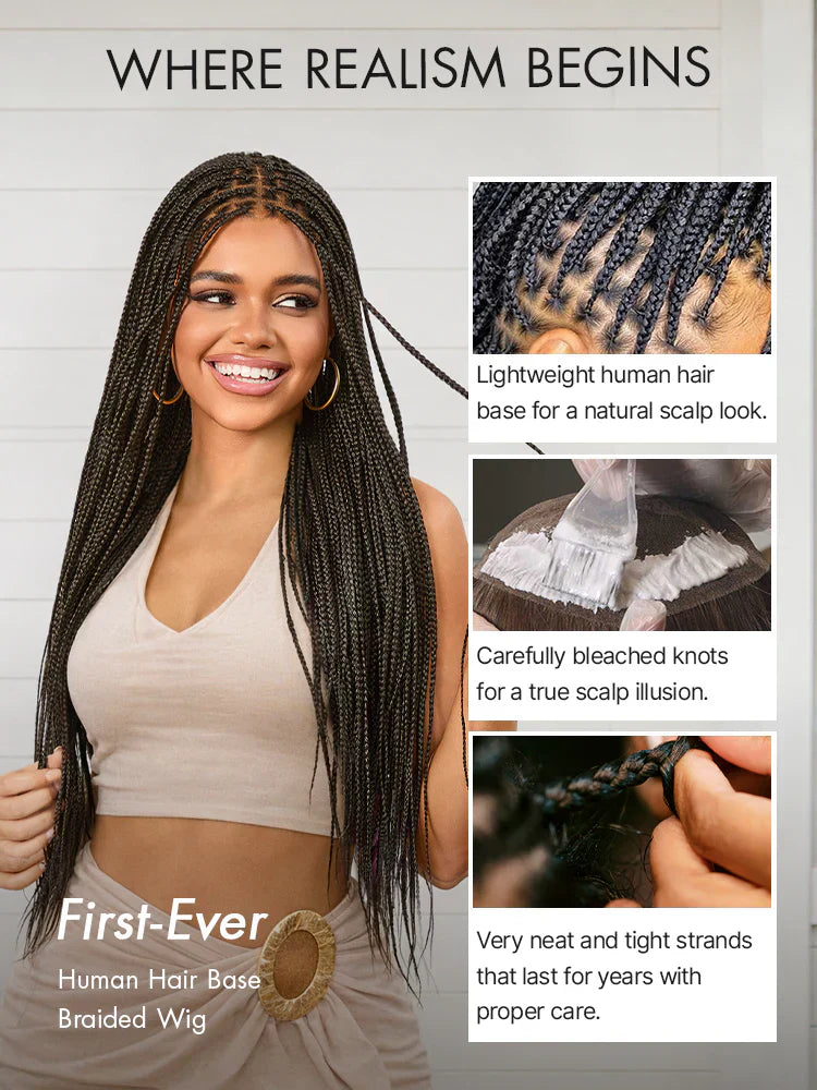 🎉[New Arrival] Salon Braids Super Natural Scalp Full HD Lace Knotless Box Braided Wig