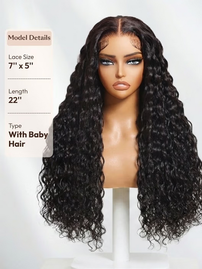 💖 Water Wave Glueless Wig – 7×5 Lace, Full-Bodied Natural Flow for Everyday Wear