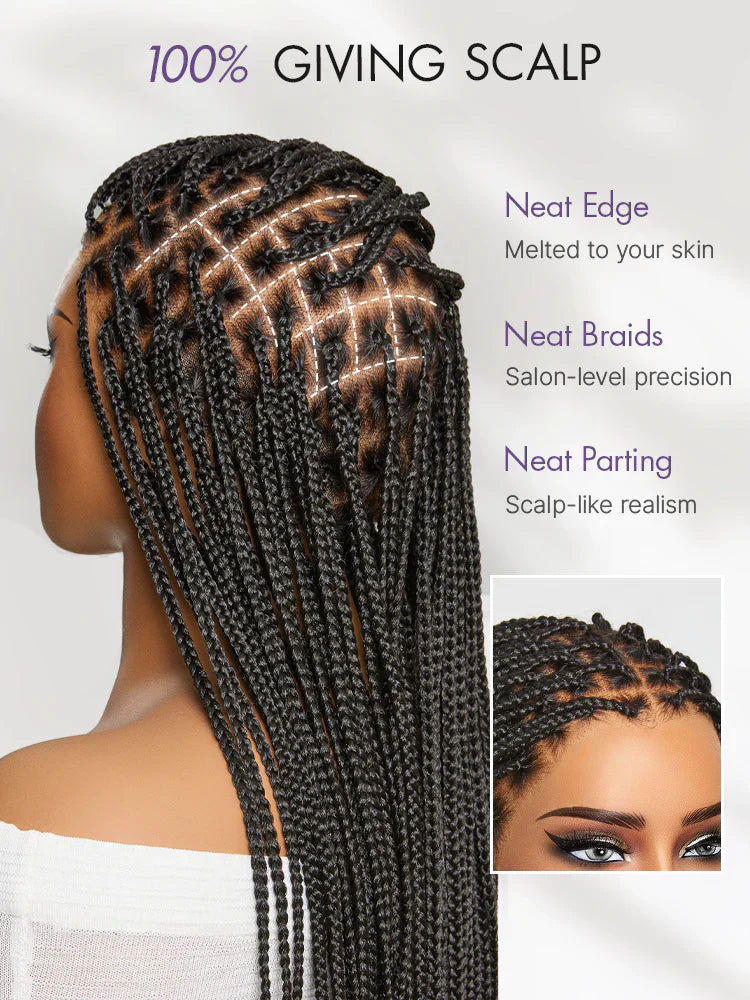 🎉[New Arrival] Salon Braids Super Natural Scalp Full HD Lace Knotless Box Braided Wig