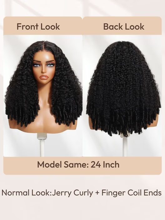 💖 Curly Texture 7x5 Pre-Cut Lace Wig – Premium Hair with Finger Coil Ends
