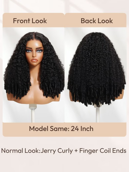 💖 Curly Texture 7x5 Pre-Cut Lace Wig – Premium Hair with Finger Coil Ends