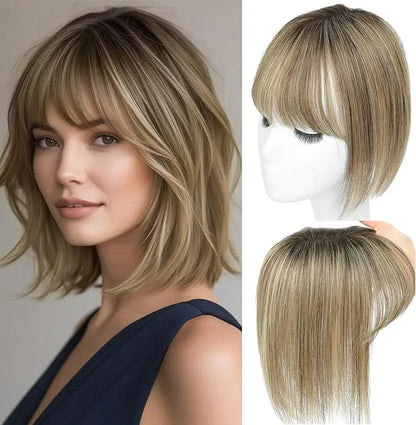 🔥 NEW ARRIVAL SALE-Human Hair Topper with Bangs | Hair Piece for Thinning Hair