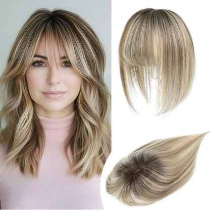🔥 NEW ARRIVAL SALE-Human Hair Topper with Bangs | Hair Piece for Thinning Hair
