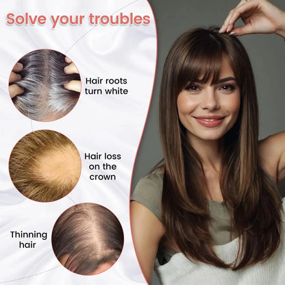 🔥 NEW ARRIVAL SALE-Human Hair Topper with Bangs | Hair Piece for Thinning Hair