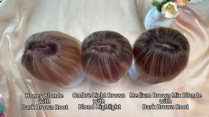🔥 NEW ARRIVAL SALE-Human Hair Topper with Bangs | Hair Piece for Thinning Hair