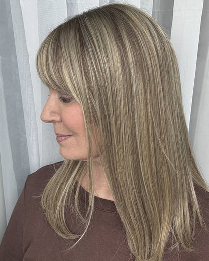 🔥 NEW ARRIVAL SALE-Human Hair Topper with Bangs | Hair Piece for Thinning Hair